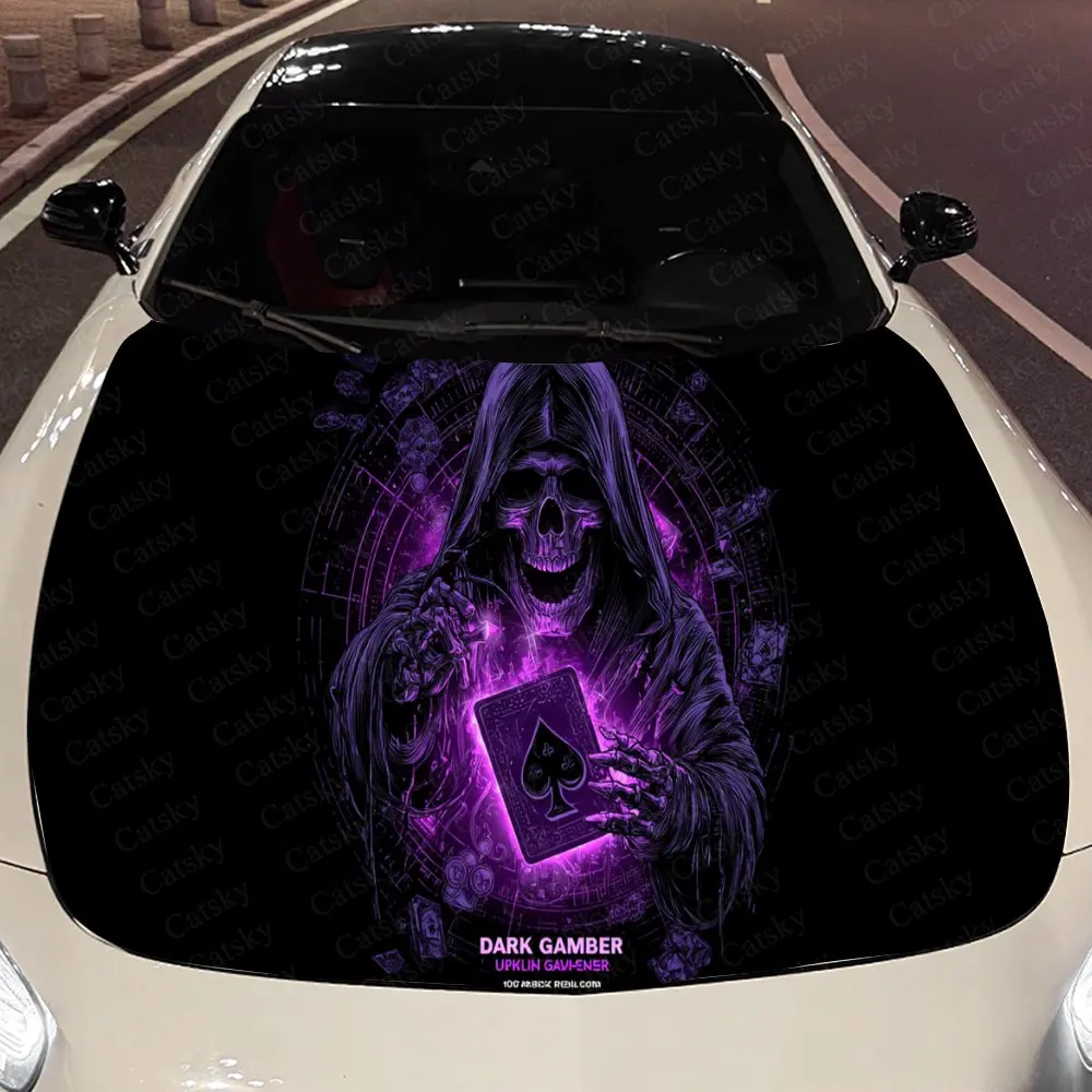 

Purple Tarot Card Skull Car Hood Wrap Color Vinyl Sticker Truck Graphic Bonnet Auto Accessories Decoration Protect Decal Gift