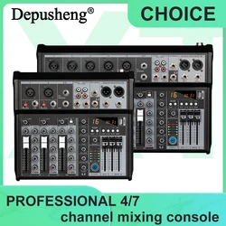 4 / 7 Channel Audio Interfacer Depusheng XT4 DJ Mixer 99-Bit DSP Effect USB Audio Mixer  +48V Phantom Bluetooth for Karaoke