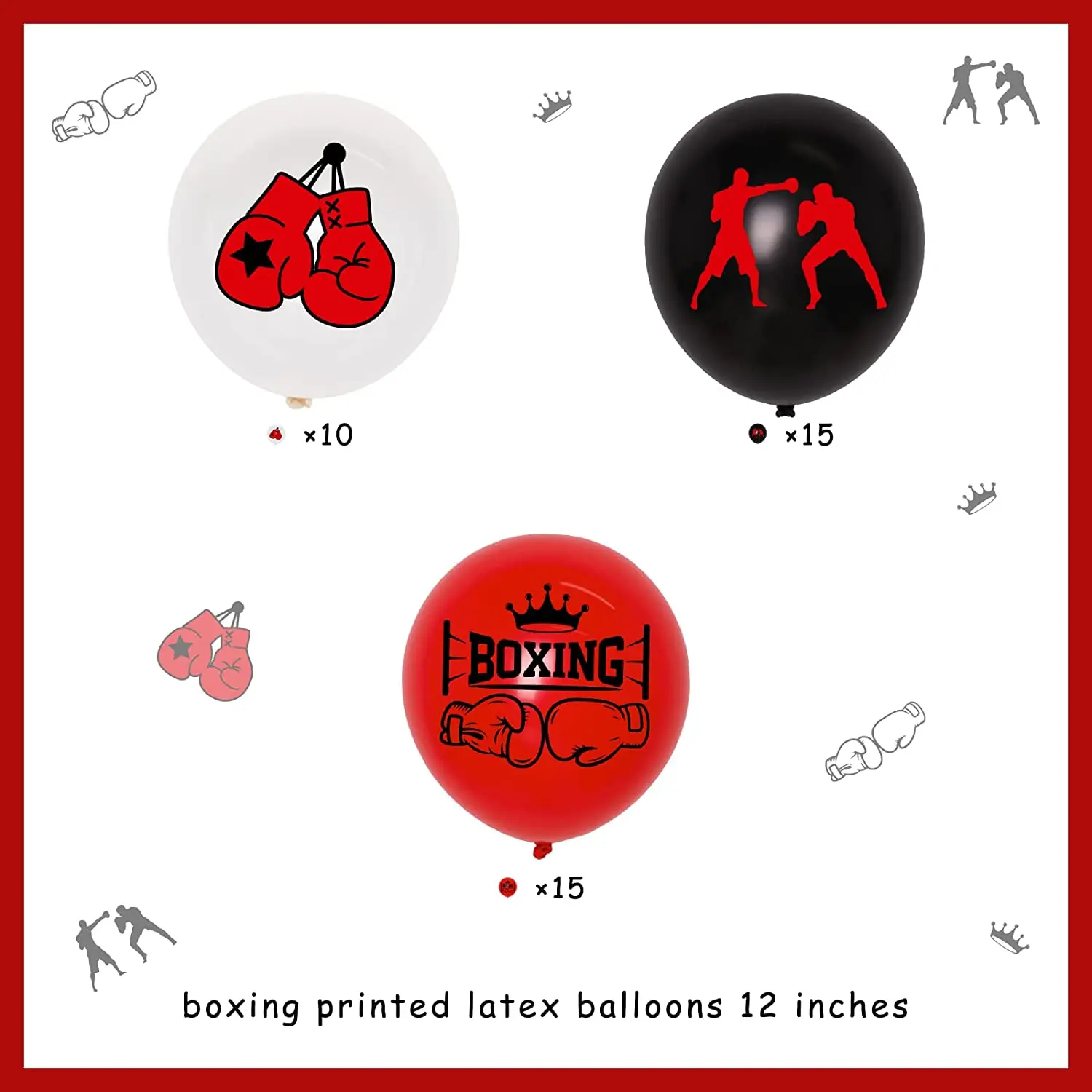 40 Pieces Boxing Party Latex Balloons Set Boxing Match Decorations Boy Men Boxing Sport Fitness Theme Birthday Party Supplies