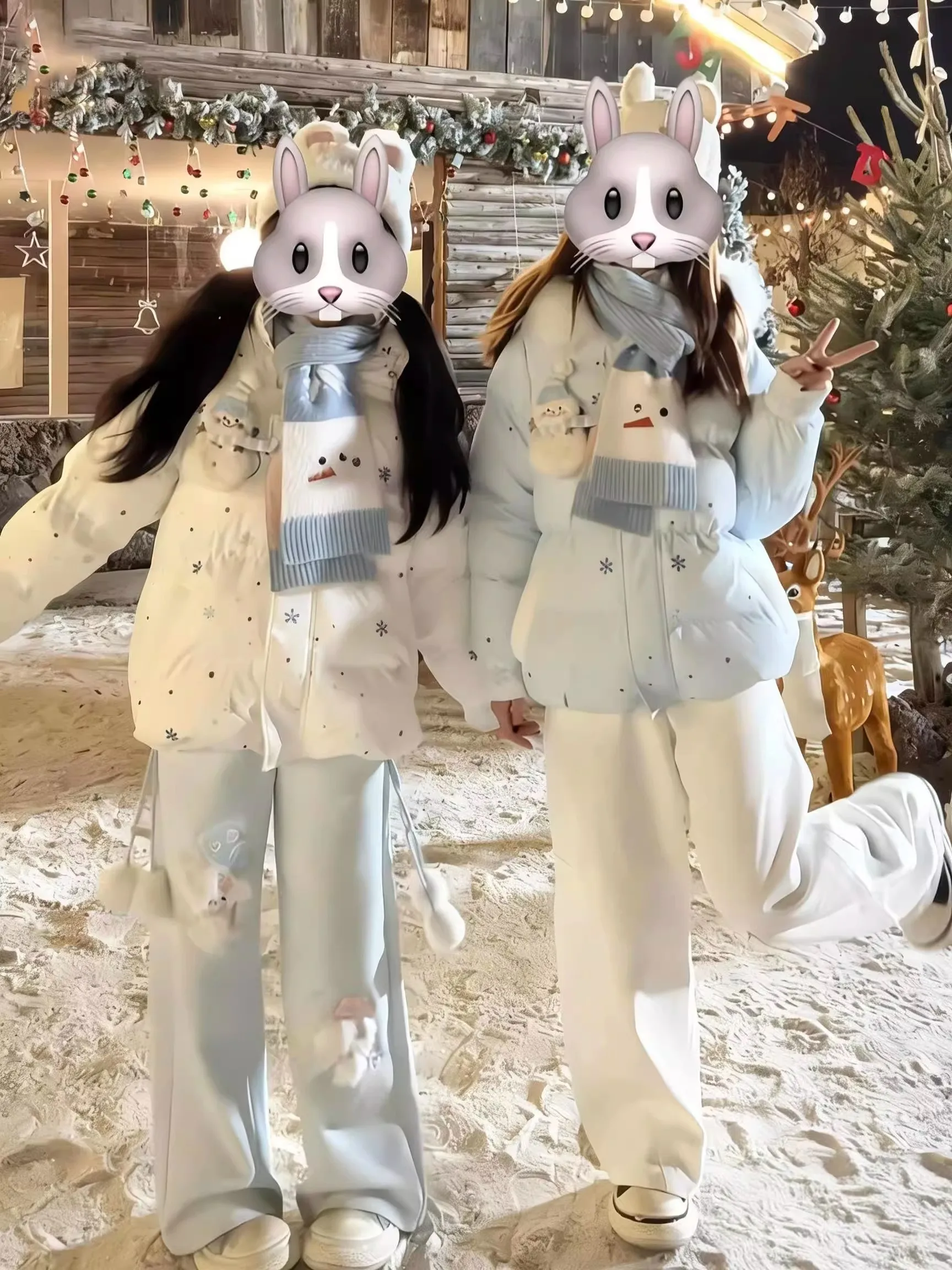 

Оригинальное хлопковое пальто с милым дизайном снеговика, меховым воротником и застежкой-липучкой, свободного кроя, для женщин