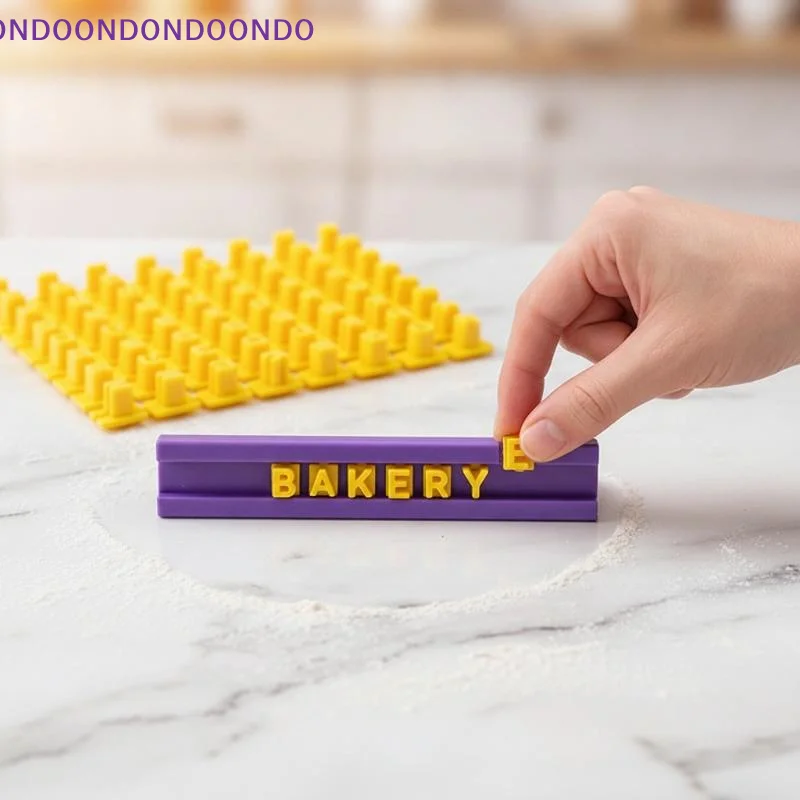 DIY Pastry Lettering Stamp Set with Stand Non-Stick Cake Cookie Personalization Baking Tools for Wedding Dessert Table