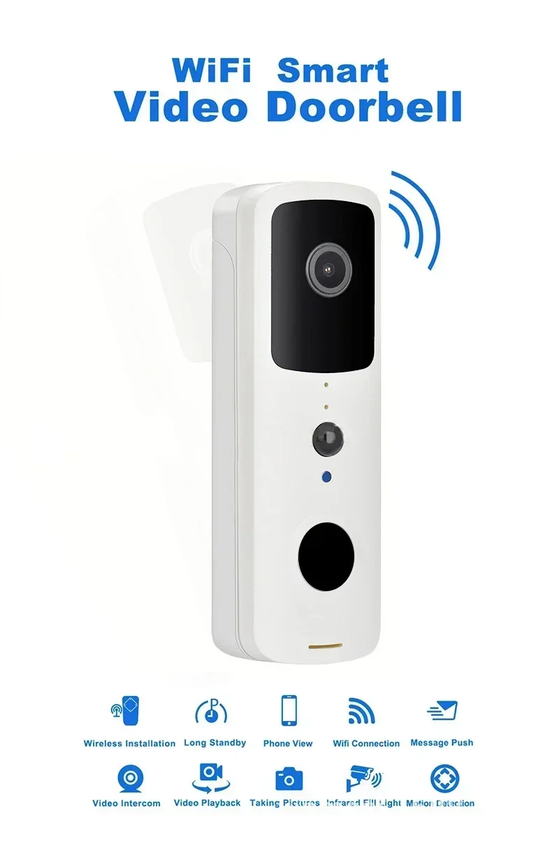 Sf451cb2a43d748f7b8d63e9392ec47b2m Smart Video Doorbell Waterproof Night Vision Door Viewer 1080P FHD Camera Digital Visual Intercom WIFI 2.4G Tuya Door Bell