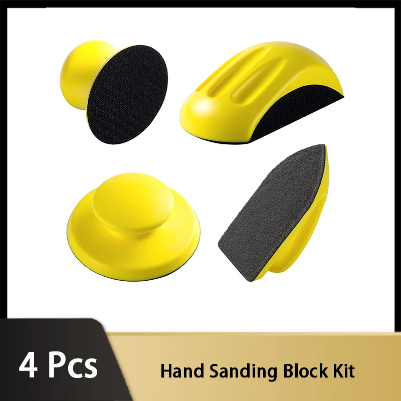 

Hook and Loop Hand Sanding Block Kit 4 Pcs Included Round and Mouse Sanding Block Meant for Wood Furniture Restoration Home Arts