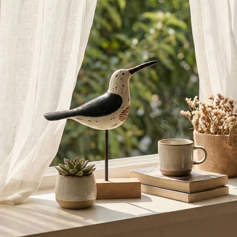 Seagulls Statues Figurines Coastal Beach Nauticals Decors Sea Bird Sculpture
