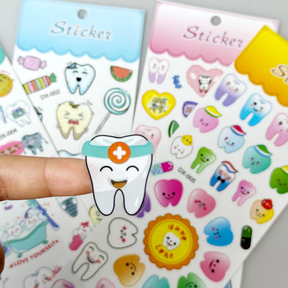 Waterproof Teeth Protection Series Sticker Tooth Shaped Mirror Wall Stickers Toothbrush Shape Dentistry Clinic Decorative Gifts - Image 2