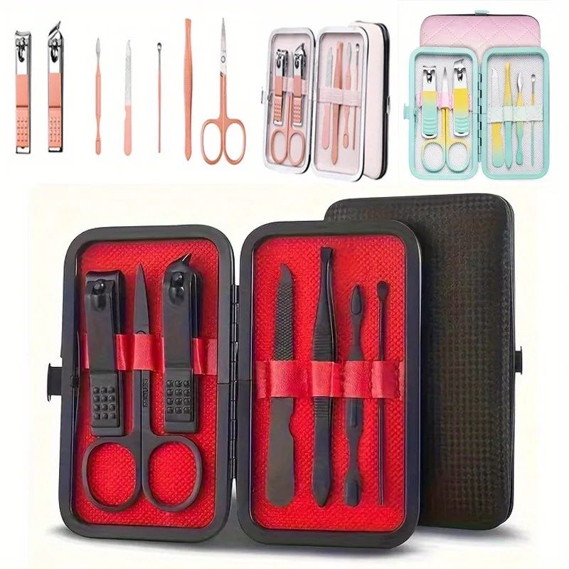 7pcs Manicure Cutters Nail Clipper Set Household Stainless Steel Ear Spoon Pedicure Scissors Tool For Beauty