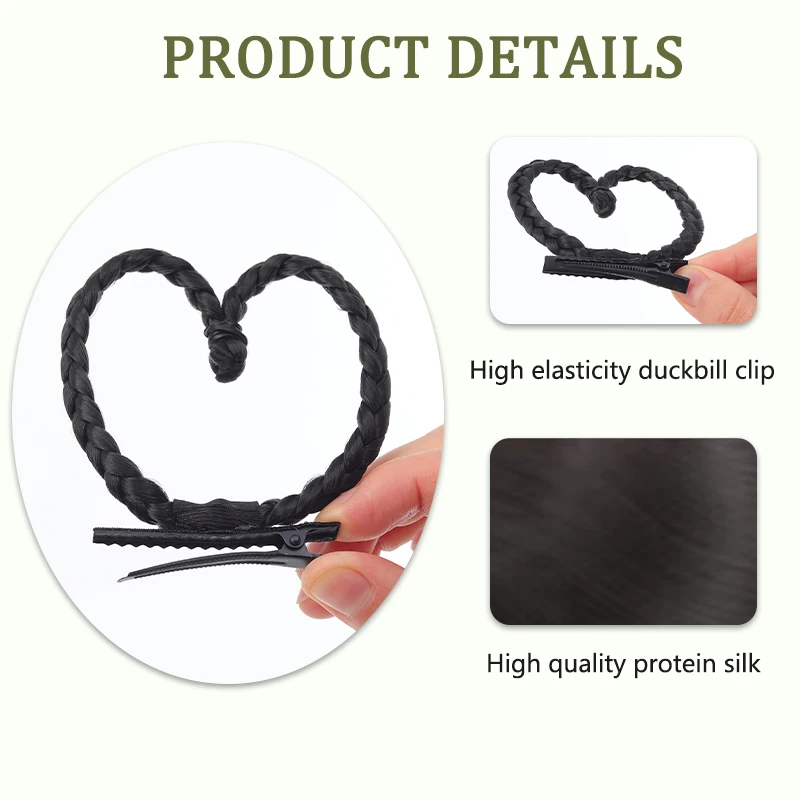 Synthetic Heart-Shaped Braided Hair Clip Style Children's Hair Synthetic Heart-Shaped Braided Hair Clip Hair Accessory