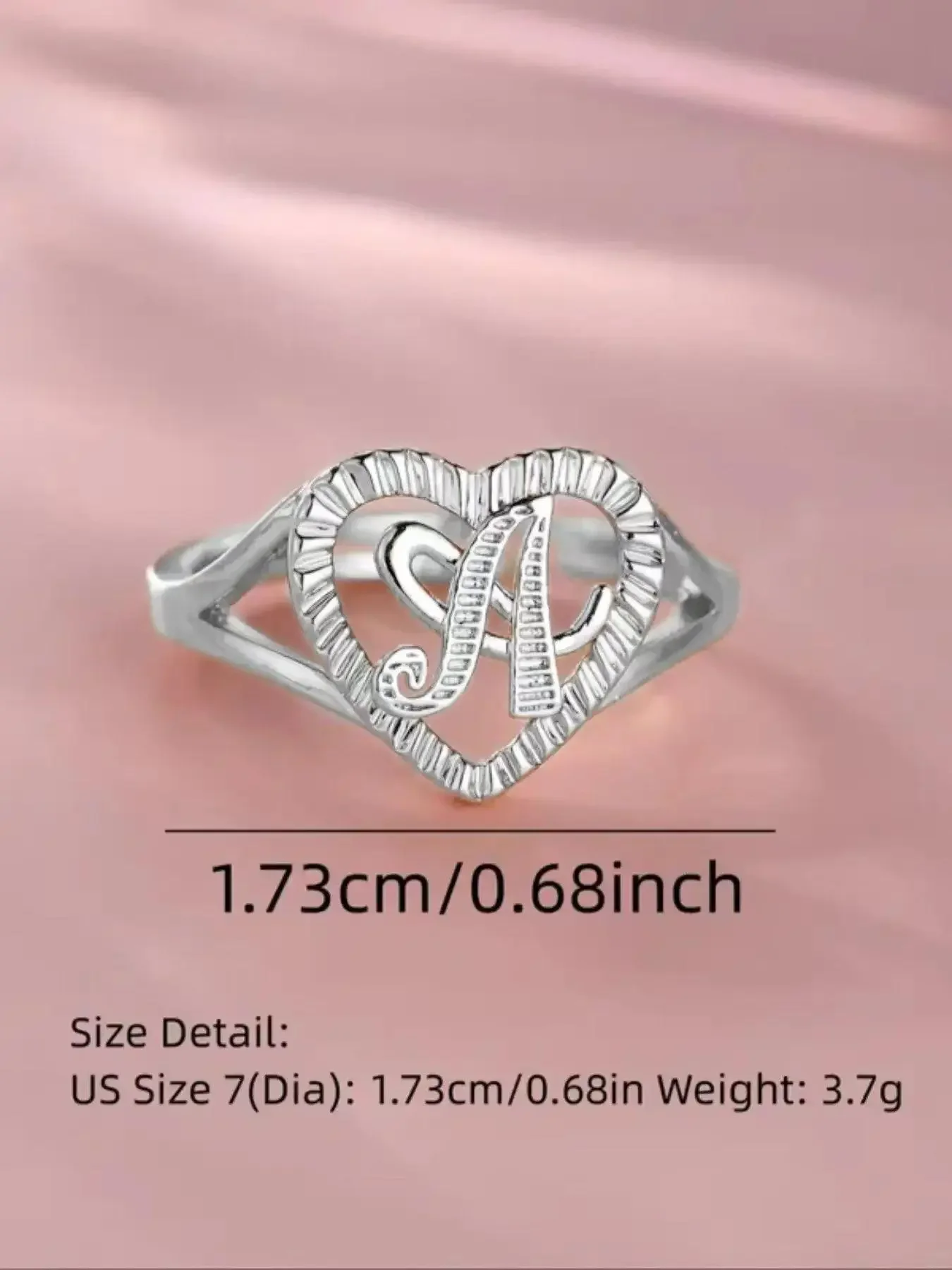 Vintage Letter & Hollow Out Heart Design Ring, Fashion Vintage Jewelry for Party, Daily Clothing Decor, Trendy All-match & Exquisite Jewelry for Birthday Gift, Alphabet Design Ring, Heart Letter Rings, Fashionable Jewelry