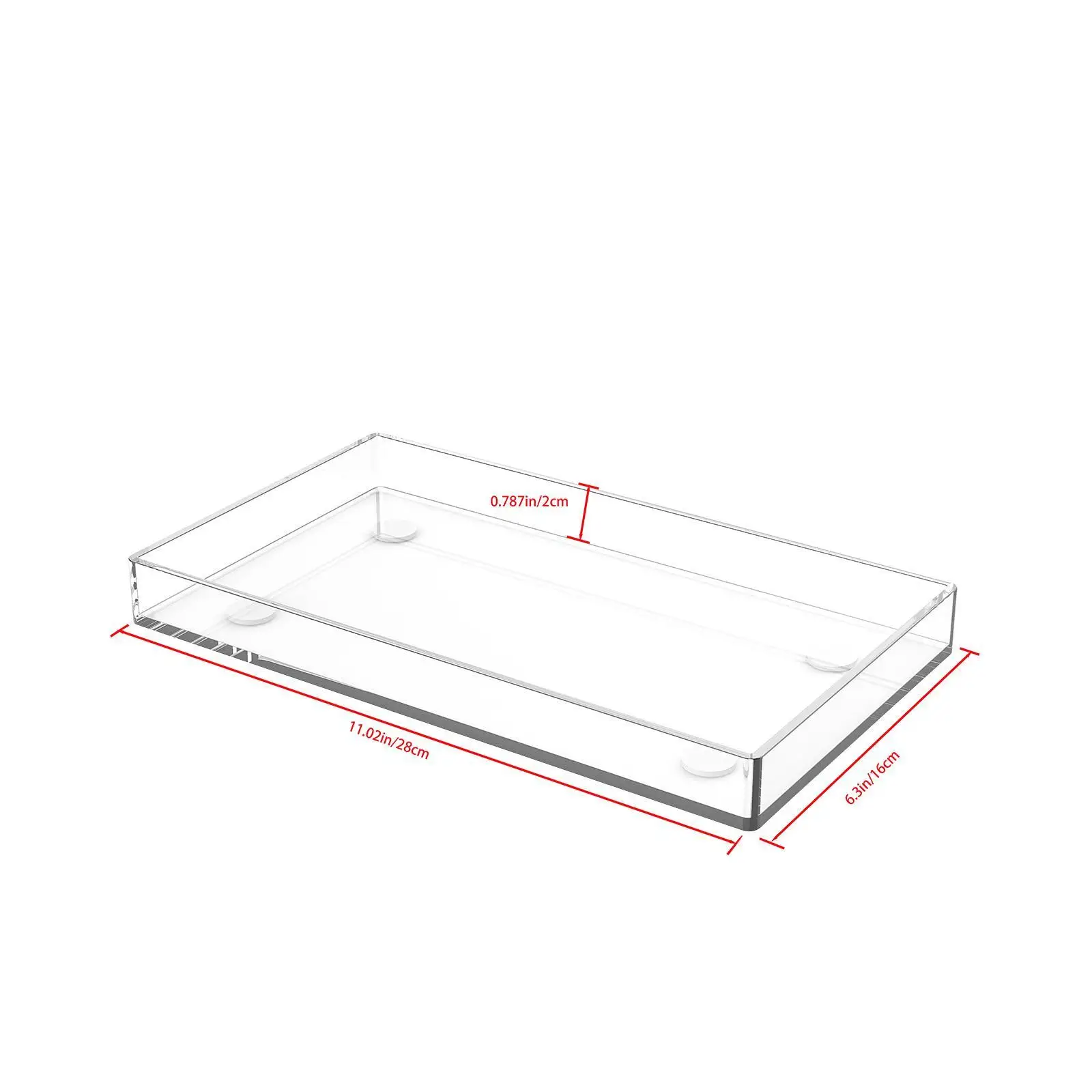 Clear Acrylic Tray Rectangular for Kitchen Tabletop Household Bedside Office