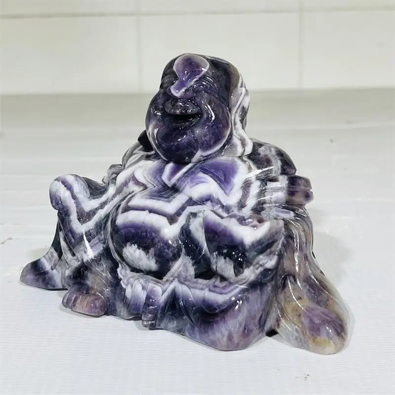 Natural Dream Amethyst Maitreya Buddha Carving Crystals And Stones Healing Fengshui Polished Home Decoration 1pcs
