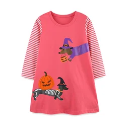 Jumping Meters 2-7T Halloween Princess Girls Dresses Long Sleeve Toddler Kids Clothing Frocks Party Holiday Children Frocks