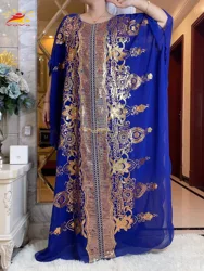 2023 New African Abaya Middle East Loose Large Size Chiffon Elegant Temperament Sequined  Spring Traditional Ethnic Style Dress