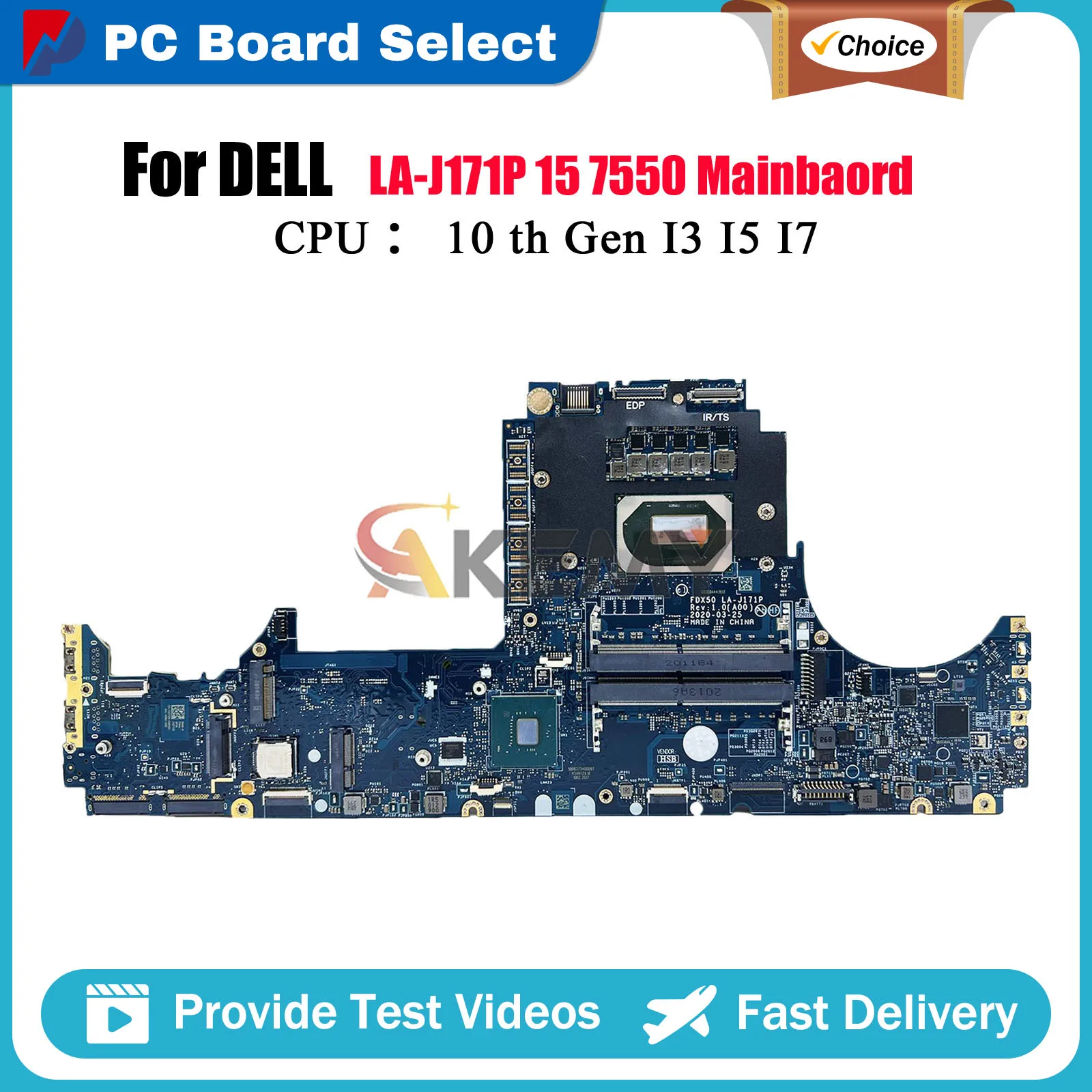 

Материнская плата для ноутбука Dell Precision 7550 LA-J171P с процессором i5 i7 10-го поколения CN-090NVT 0DD58W протестирована нормально
