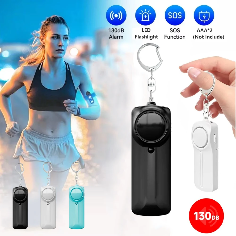 Self Defense Alarm 130dB Anti-wolf Personal Security Alarm for Girl Child Women Emergency LED Alarm with Keychain for Night Run