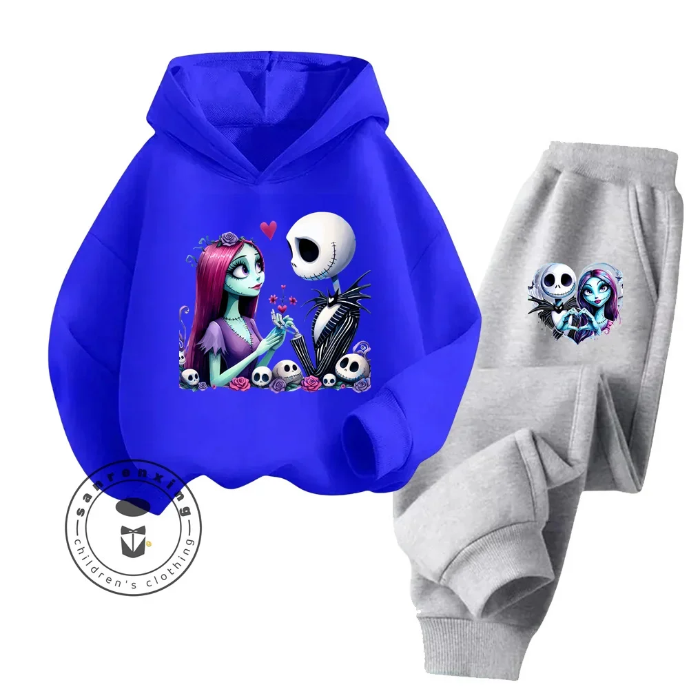 The Nightmare Before Christmas Long Sleeve Fashion Tops Suitable for Kids Soft Touch Elegant Design Fall Winter Hoodie Set