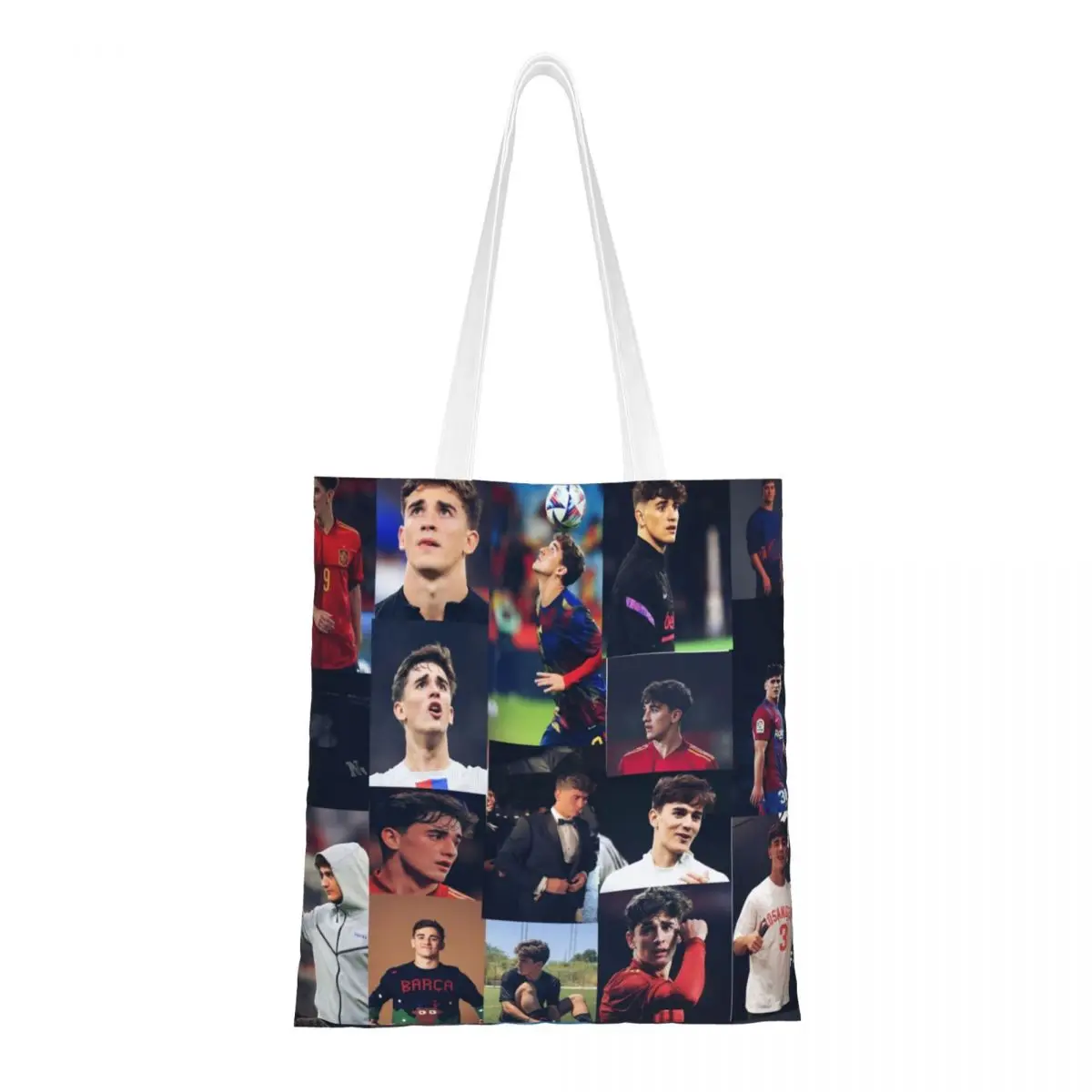 Pablo Gavi Best Cover Canvas Tote Handbag Sport Spain Football Shoulder Bags Reusable Shopper Bags for Women