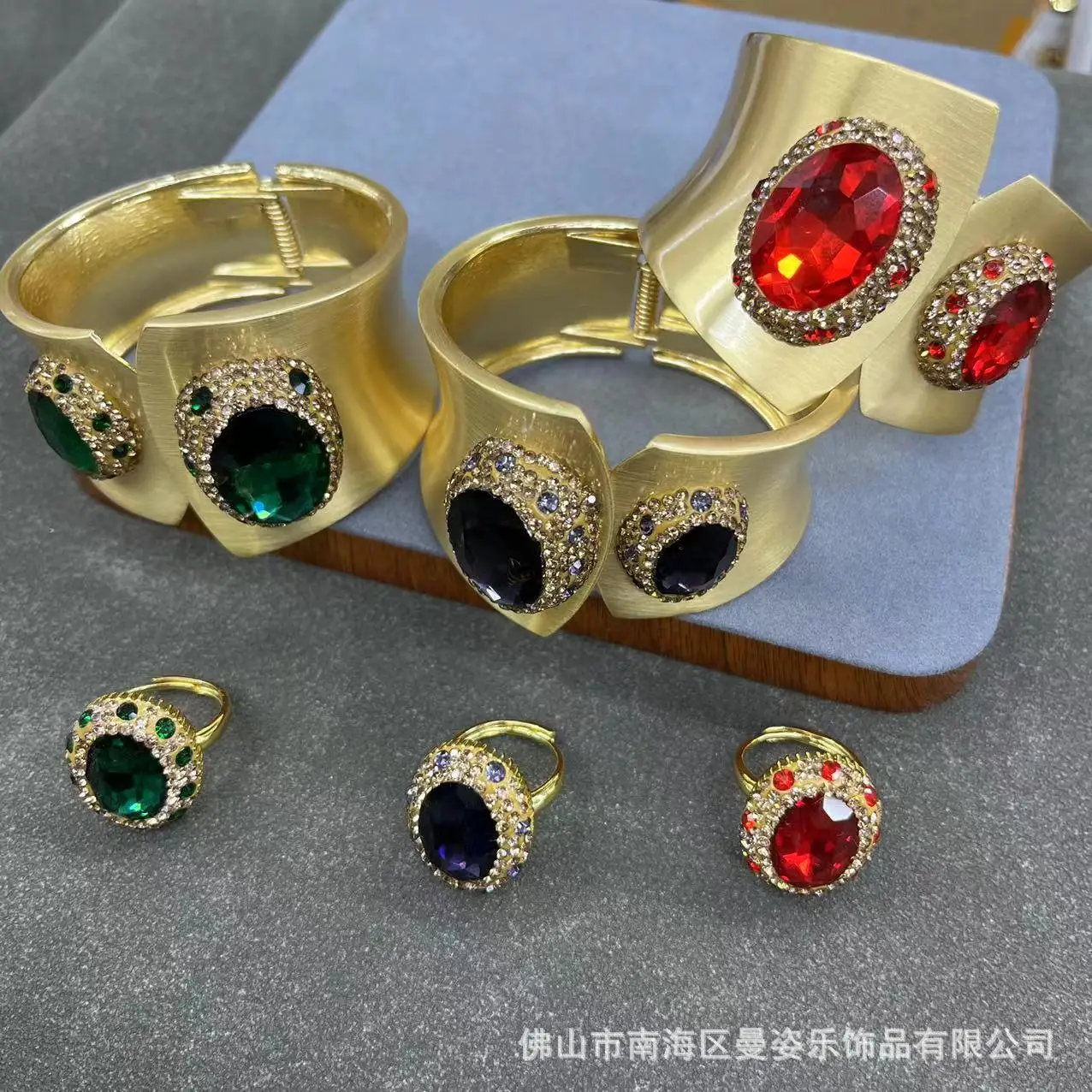 DIY accessories New crystal bracelet ring set, high-end atmospheric live bracelet ring, environmentally friendly color electropl