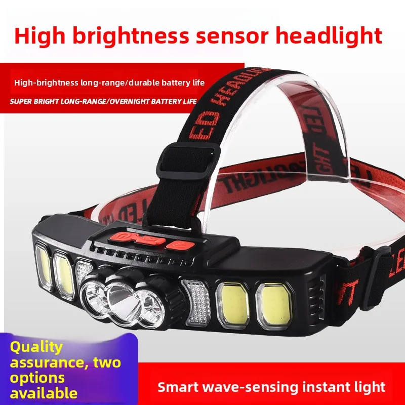 Induction LED Headlamp, Wearable Night Fishing Mini COB High-Brightness Outdoor Small Headlamp, Type-C Rechargeable Cross-Border