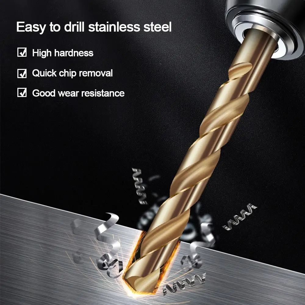 1PC HSS High Speed Steel Hex Shank Twist Drill Bit Titanium-plated Special Stainless Steel Metal Iron Straight Handle Drill Tool