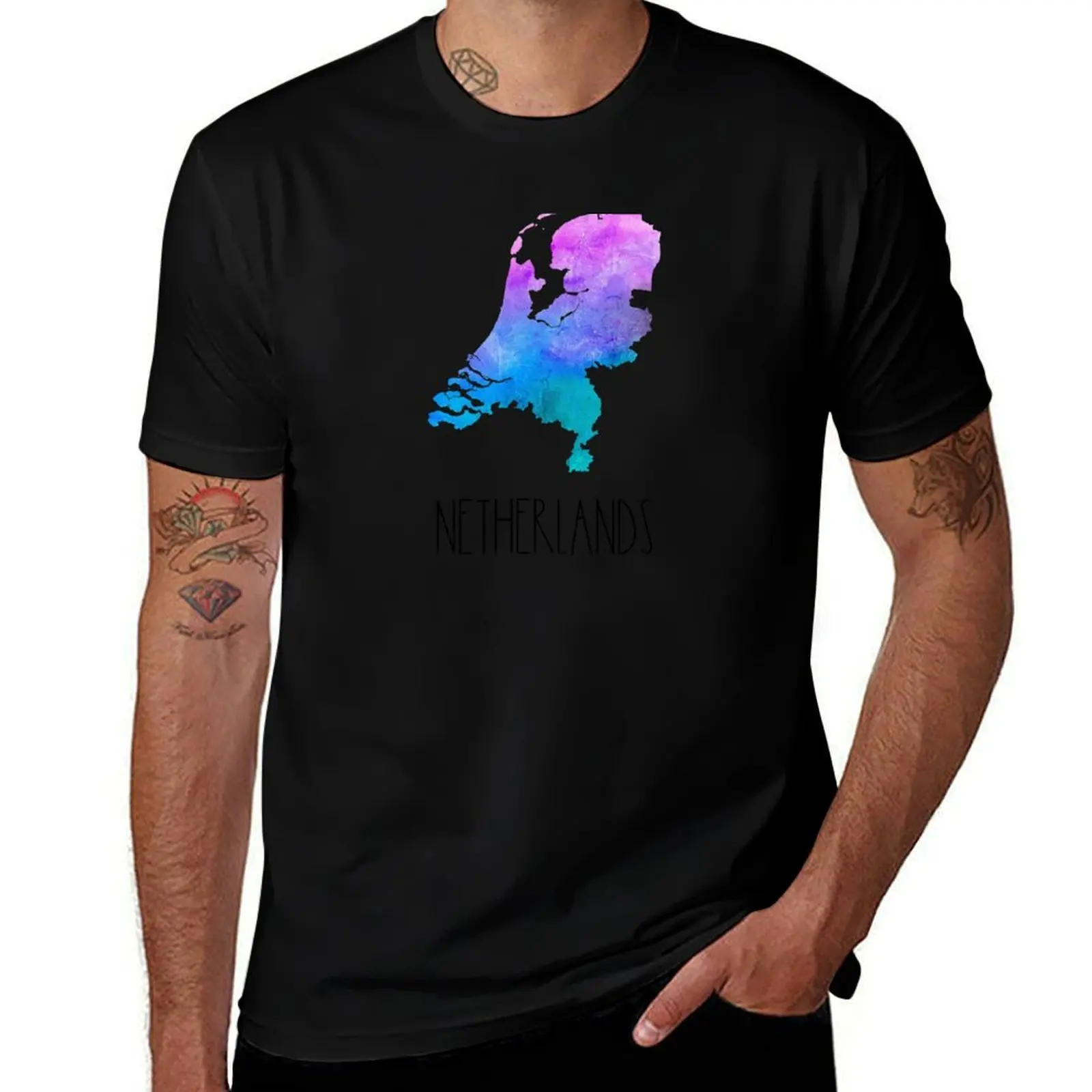 Netherlands Watercolor Map - Dutch T-Shirt man t shirt cotton high quality T-Shirt