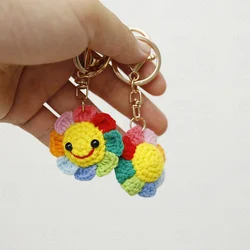 Creative Sunflower Keychain Hand Knitted Small Pendant Wool Knitted Smiley Keychain Mobile Phone Charm Girlfriend Gift Wholesale