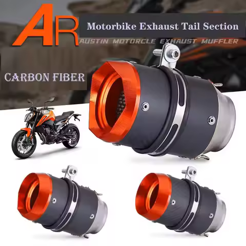 Universal AR exhaust pipe For AustinRacing Z900 Z1000 ninja400 CBR500 R6 carbon fiber exhaust muffler for motorcycle