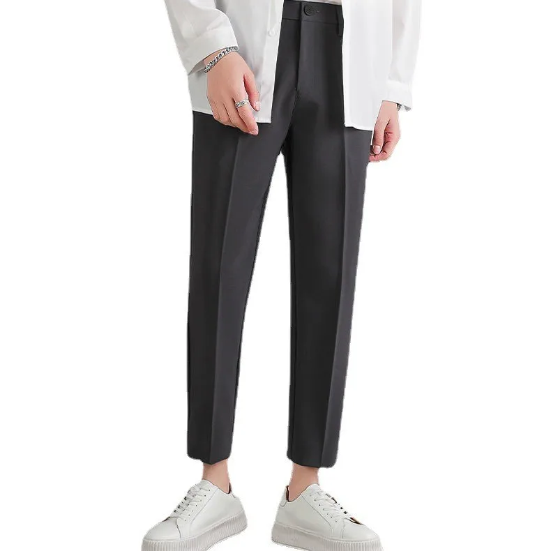 Novo estilo de calças de terno para homens no outono em linha reta versátil casual magro coreano