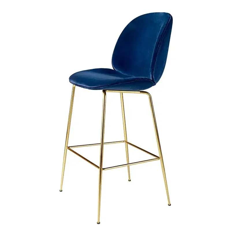 

Modern Minimalist Gold Bar Chair Backrests High Footed Stools Velvet Cloth Household Leisure Bar Chairs Home Furniture