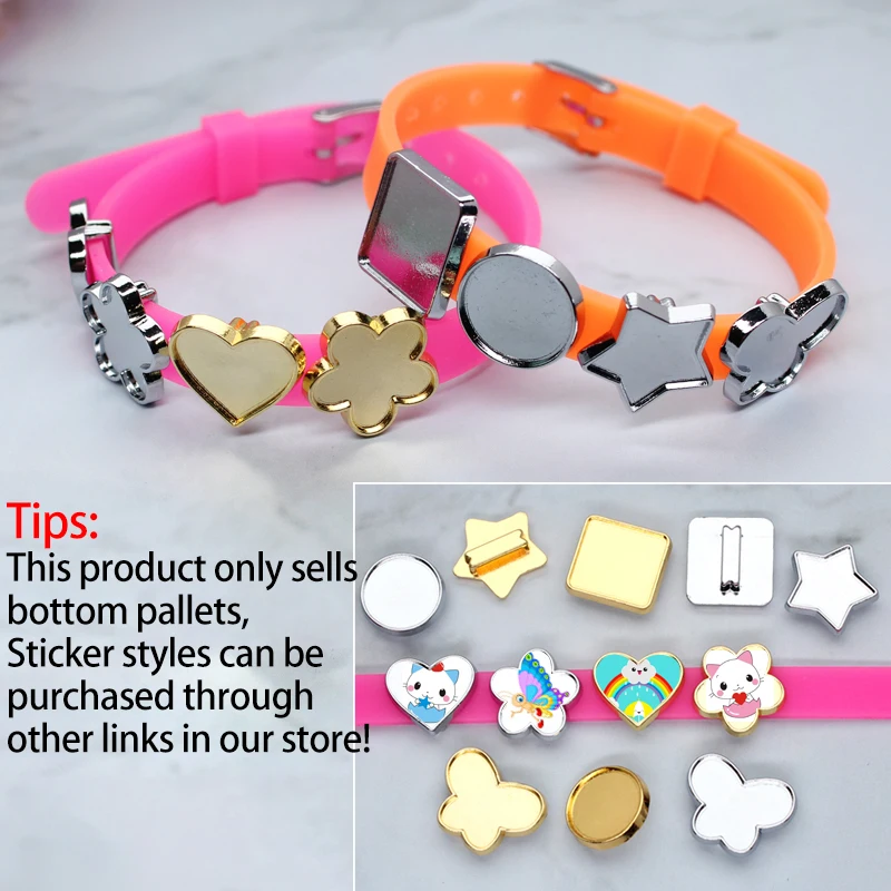 Can Put Sticker Yourself Slide Charms Inner 8mm Fit 8mm Belt Collar Keychain Bracelet Cellphone DIY Accessories Jewelry Gift