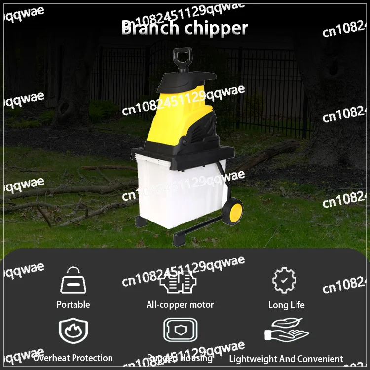 45-liter box-type electric branch crusher for farm waste composting, 2500W high-efficiency garden wood chip branch crusher