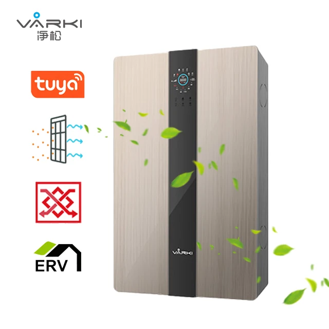 Varki Ductless Dual Flow HRV ERV 200CMH Heat Energy Recovery Ventilator with 99.9% Filtration Efficiency for Bedroom
