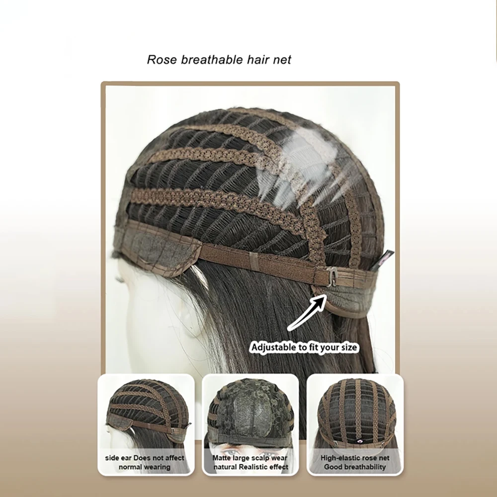 La frangia riccia lunga sintetica ondulata marrone-nero di alta qualità è adatta per le parrucche naturali soffici resistenti al calore per le feste quotidiane delle donne