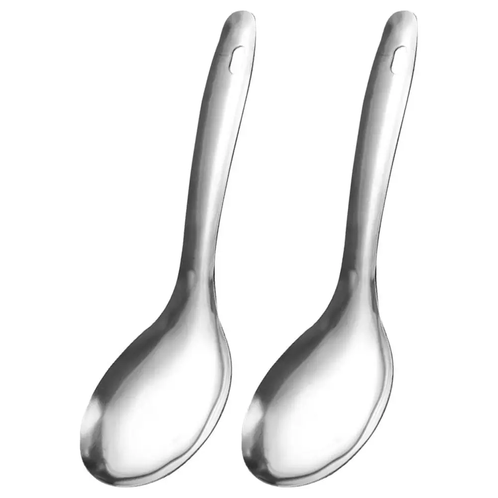 2Pcs Stainless Steel Rice Spoon Simple Elegant Design Lightweight Compact for Kitchen Cooking Rice Scooping Serving Household