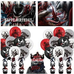 Marvel Venom 3 Birthday Party Supply Disposable Banner Cake Topper Hanging Flag Balloons Set Birthday Decoration