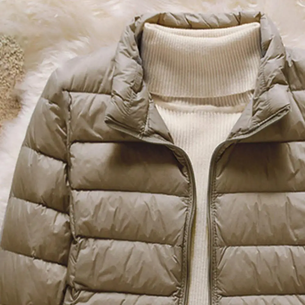 Warm dames donsjack met ronde hals Veelzijdige lichtgewicht en dunne zelfontplooiing katoenen gewatteerde damesjas