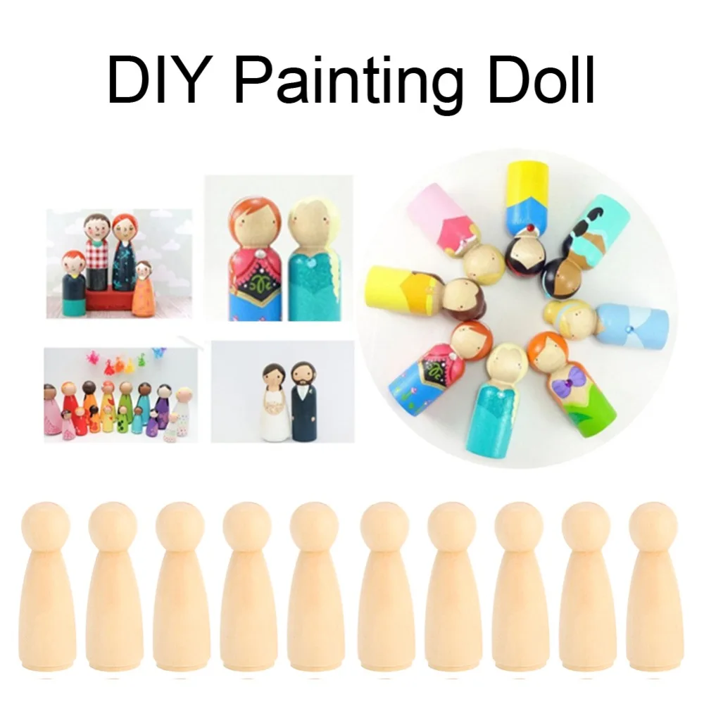 10 قطعة فني 75 مللي متر حجم الوتد الخشبي الدمى الخشب الطبيعي أرقام خشبية دمى ذاتية الصنع Crafts بها بنفسك الحرف