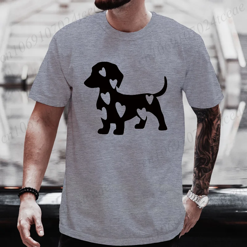 

Men's Vintage T-shirt Sport Clothing Daschund Heart Print Oversized Tee Shirt for Men Women Sportswear Tee Tops Fashion Clothing