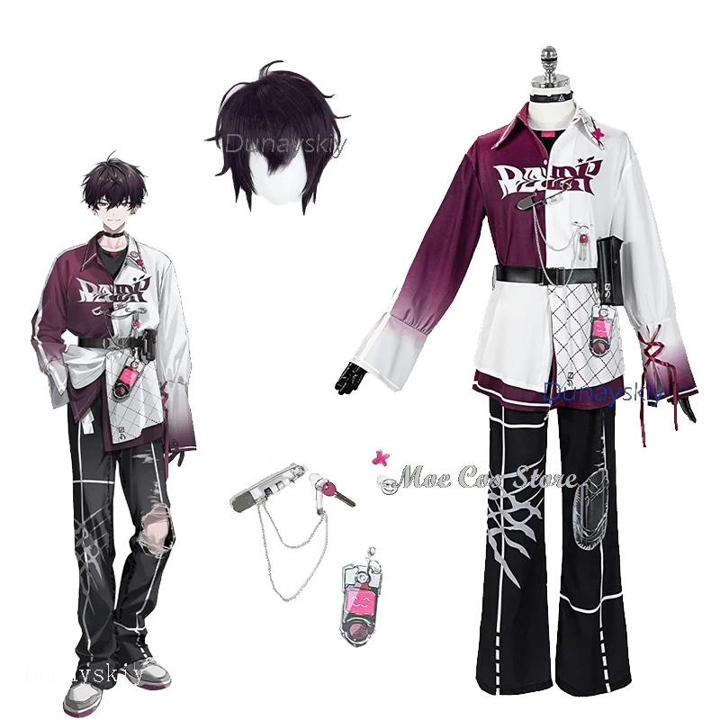 متجر Moe Cos Saiki Ittetsu Virtual YouTuber NIJISANJI أزياء تنكرية شعر مستعار للجنسين ملابس بلوزة سروال Tetsu Tetchan أنيمي V #1