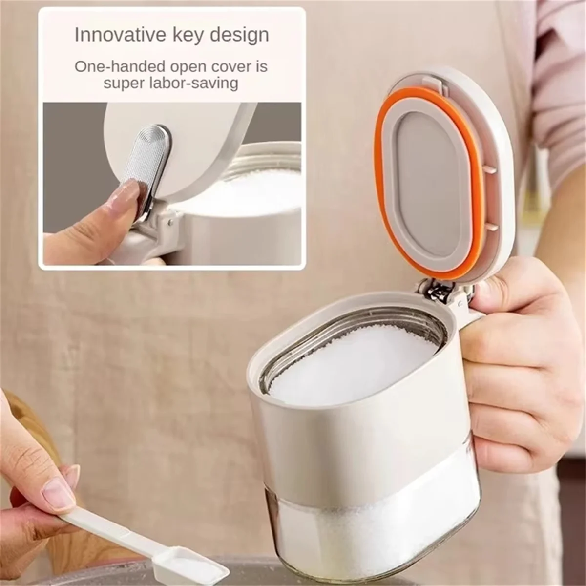 مجموعة تخزين توابل المطبخ HHTL - صندوق توابل محكم الغلق عالي الجودة مع شاكر الملح وزجاجات التوابل، منظم منزلي