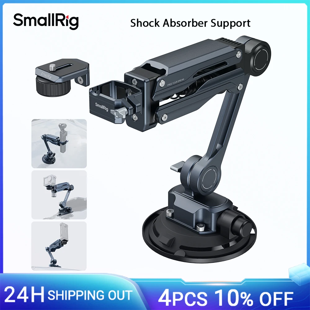 Smallrig mini braço amortecedor ventosa a vácuo de 4 polegadas, para dji osmo pocket 3/para gopro hero13/para insta360 x4-5123
