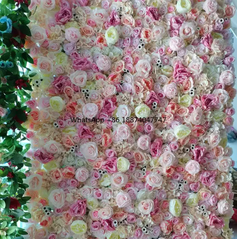 Artificial Rose Flowers With Cloth Bottom 1.2*2.4m For Wedding Party Events Backdrop Decoration