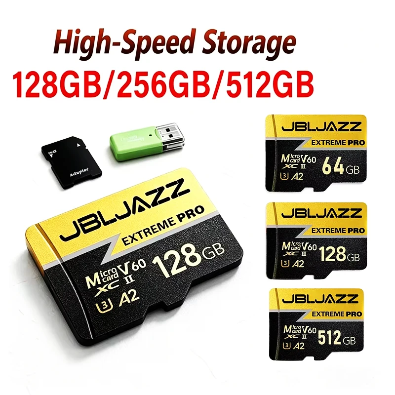 Class 10 U3 V30 Waterproof Memory SD Cards with USB Adapter 128GB 512GB High Speed Micro TF/SD Card for Phone Laptop Camera