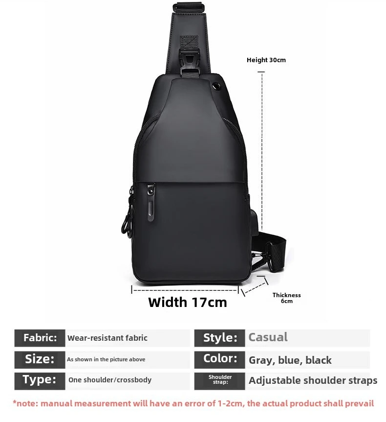 New Men's Chest Bag Korean Edition Fashion Trendy Brand Shoulder Bag Crossbody Sports Small Backpack Anti Splashing Chest Bag