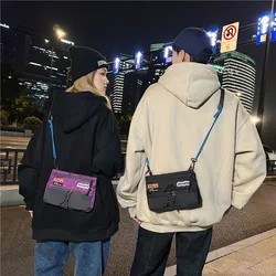 Trendy Brand Mini Crossbody Bag Men Nylon Plaid Chest Pack Couple Light Shoulder Mobile Phone Bag Male Travel Hiking Storage Bag