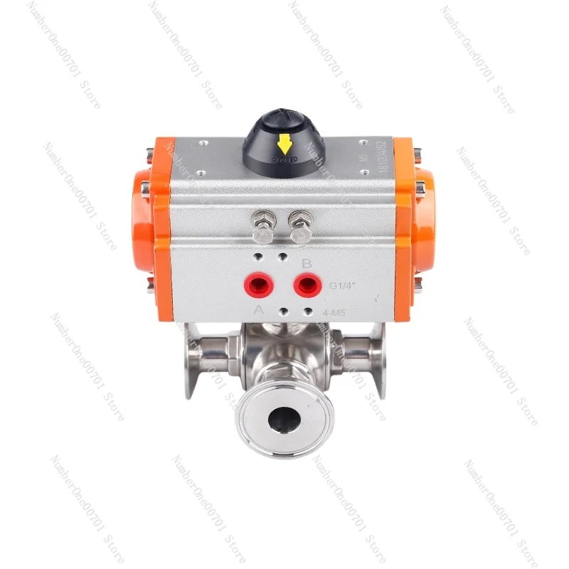 304 Stainless Steel Fast Installed Three-Way Valve Ball Valve Clamp Chuck Type Pneumatic Ball Valve Ball Core T Type L Type