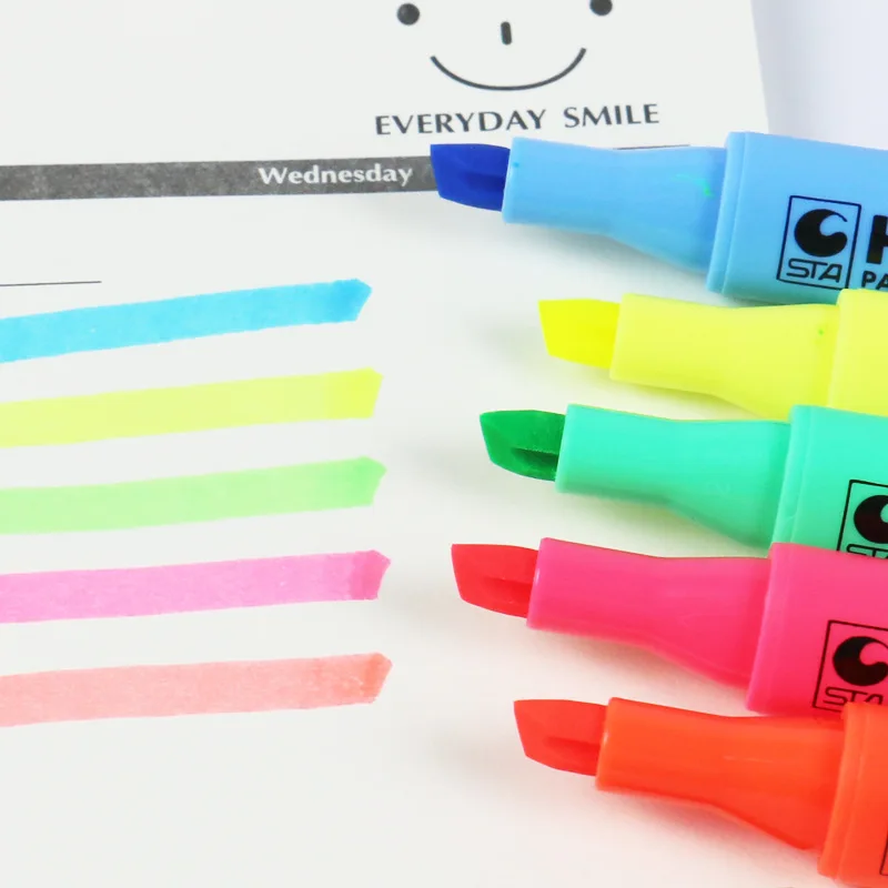 8 Colors Single Kawaii Highlighters Safe Non-toxic Highlighter Marker Color Pens for Student Stationery Office School Supplies