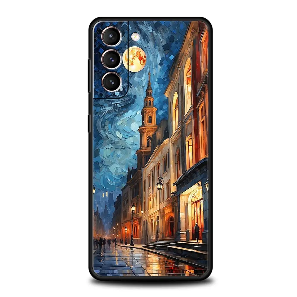 Starry night van gogh Phone Case For Samsung Galaxy S24 S23 Ultra S22 S21 S20 FE 5G S10 S10E S9 Plus S8 Silicone Black Cover