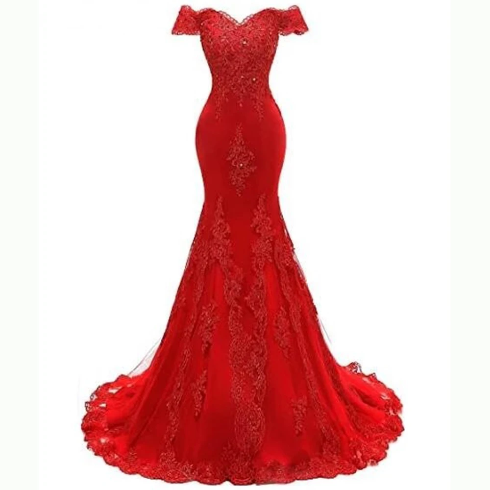 

Customized Mermaid Evening Dresses Party Gowns Vestidos De Festa Off-Shoulder Sweetheart Applique Formal Princess Prom Dress