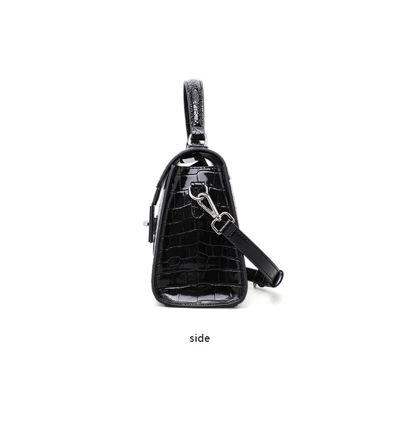 Aidrani Echtleder-Handtasche aus Rindsleder mit Krokodilmuster, Große Kapazität, Glänzende Oberfläche, Damen-Umhängetasche – Detail 10