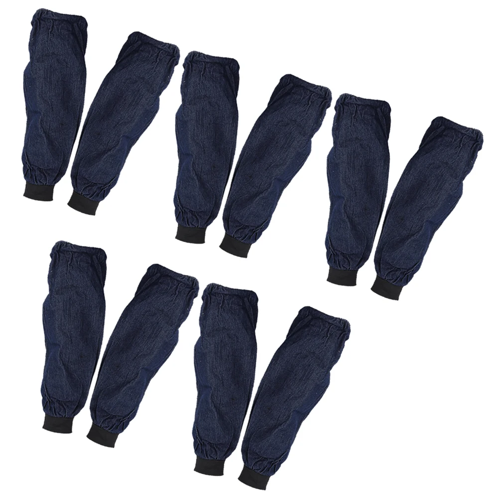 

5 Pairs Denim Oversleeve Sleeve Cover Waterproof Oilproof Dustproof Reusable Kitchen Restaurant Home Office Protective Gloves